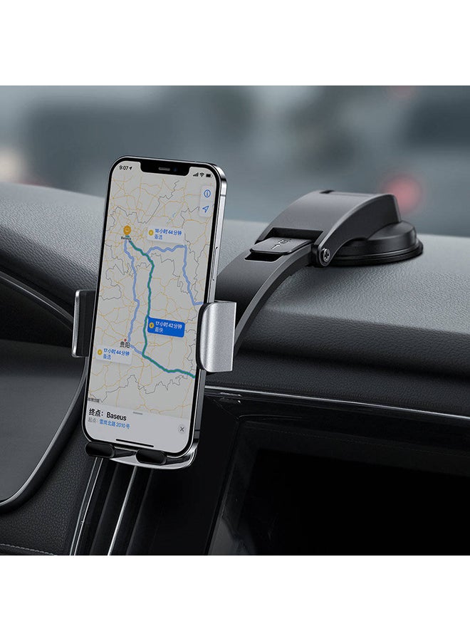 Baseus - 2-in-1 Easy Control Clamp Car Phone Holder Dashboard/Air Vent 360 Degrees Rotatable Car Phone Stand Car Mobile Stand Compatible with iPhone 13 Pro/Pro Max/Mini, Galaxy, Huawei and all 4.7-6.7'' Phone Silver - Image 1