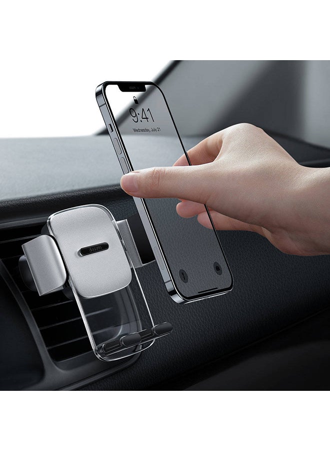 Baseus - 2-in-1 Easy Control Clamp Car Phone Holder Dashboard/Air Vent 360 Degrees Rotatable Car Phone Stand Car Mobile Stand Compatible with iPhone 13 Pro/Pro Max/Mini, Galaxy, Huawei and all 4.7-6.7'' Phone Silver - Image 1