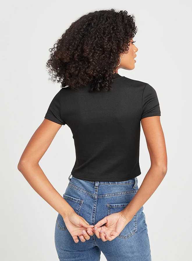 Closet By Styli Ditsy Print Batwing Sleeve Sweetheart Neck Crop Top Multicolour