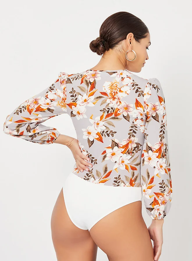 Closet By Styli Ditsy Floral Print Ruffle Detail Top Multicolour