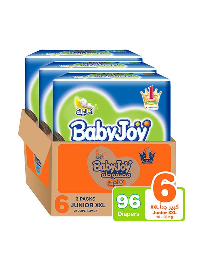 Baby Pants Diapers, Size 6, 16 - 23 Kg, 96 Count (32 x 3) - Junior XXL, Cotton Touch - v1632913593/N16108618A_1