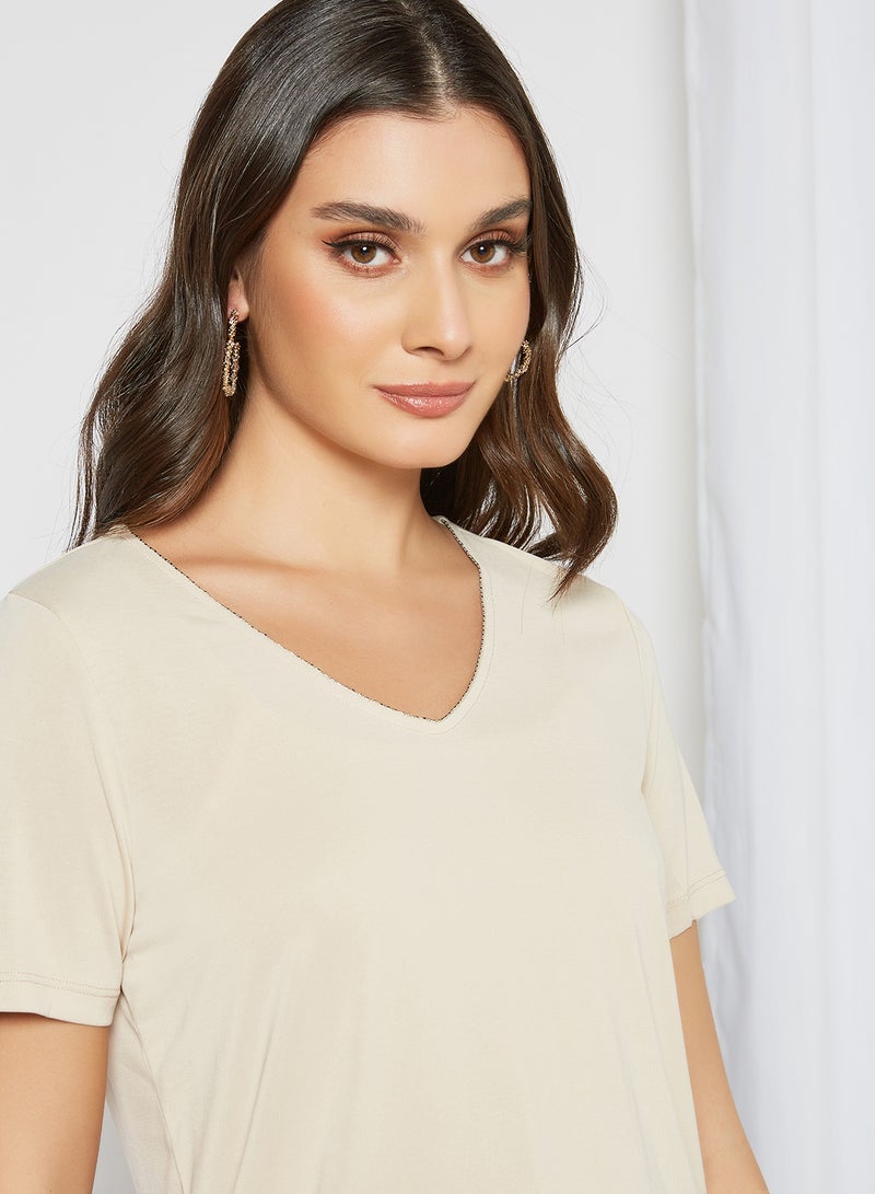 ONLY - V-Neck Top Beige - Image 1