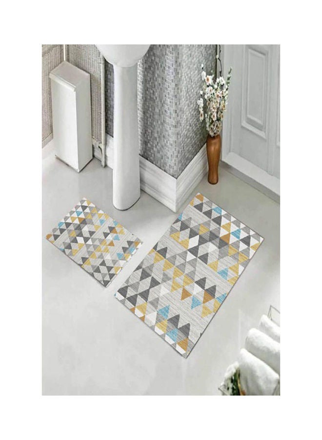 snooze Non-Slip Velvet Bathroom Set 2 Pieces - Geometric Design Geometric design 50*70cm  - Image 1