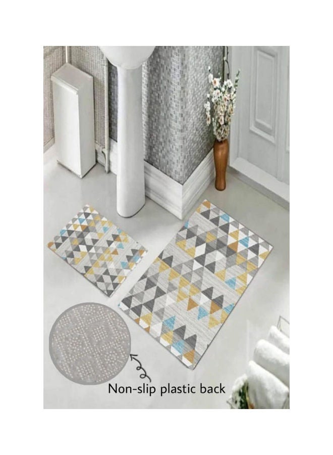 snooze Non-Slip Velvet Bathroom Set 2 Pieces - Geometric Design Geometric design 50*70cm  - Image 3