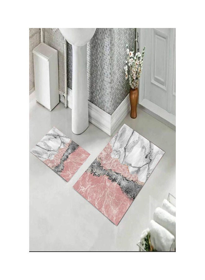 snooze Non-Slip Velvet Bathroom Set 2 Pieces - Marble Design Marble Design 50*70cm  - Image 1