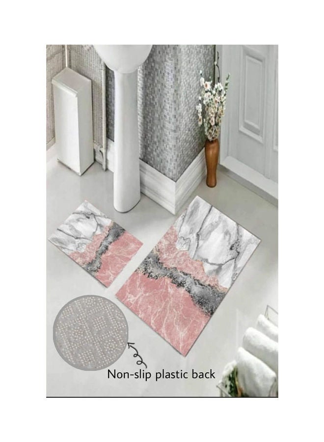 snooze Non-Slip Velvet Bathroom Set 2 Pieces - Marble Design Marble Design 50*70cm  - Image 2