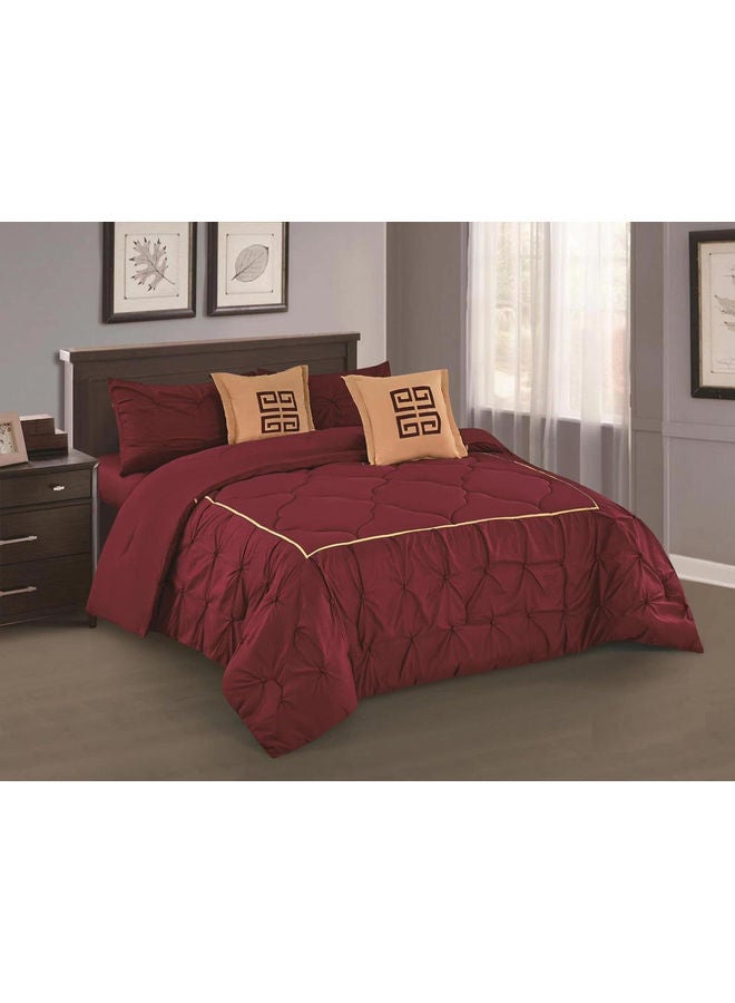 Hours 4-Piece Filling Comforter Set Microfiber Red/Brown 170x220cm 