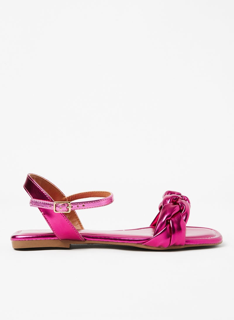 Aila - Casual Plain Flat Sandals Pink - Image 1