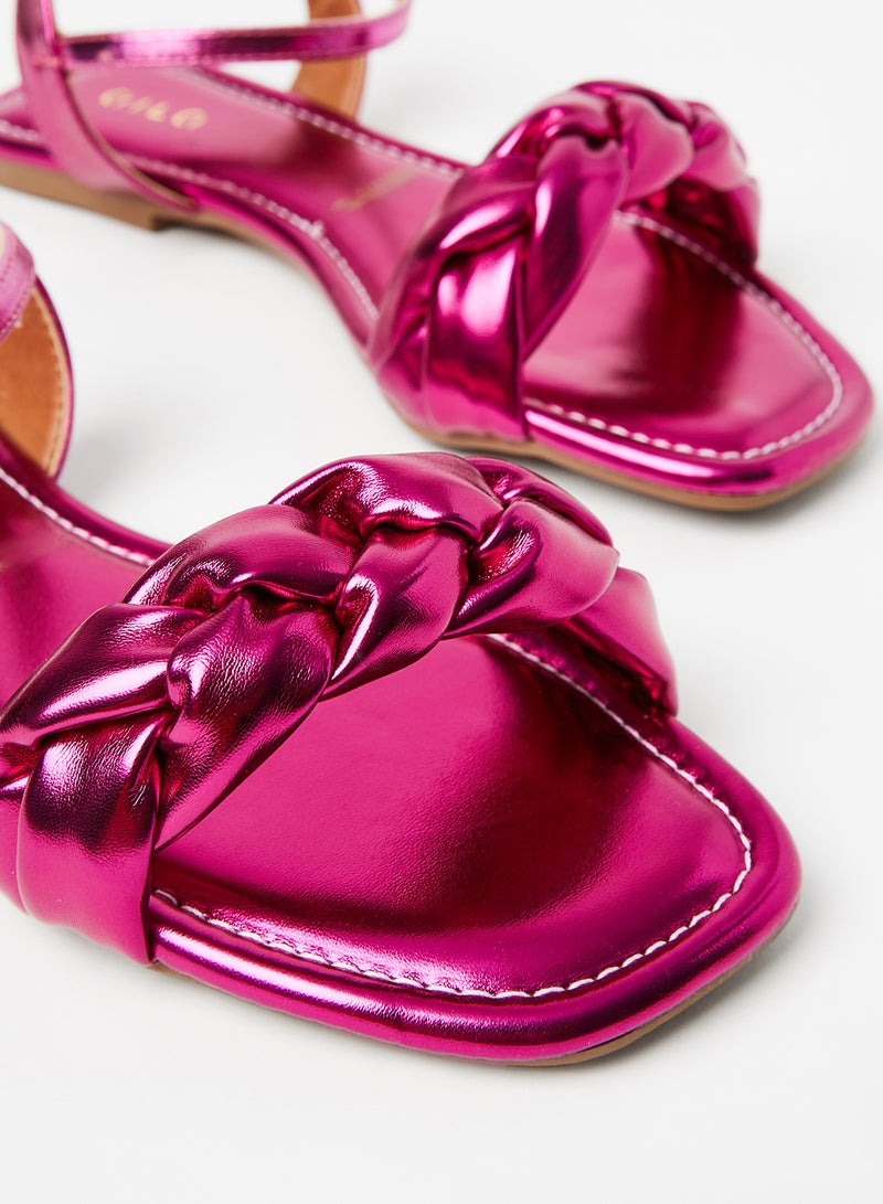 Aila - Casual Plain Flat Sandals Pink - Image 1