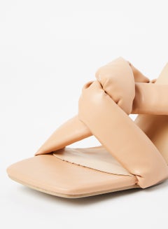 LABEL RAIL Knotted Mid-Heel Sandals Beige  - Image 4