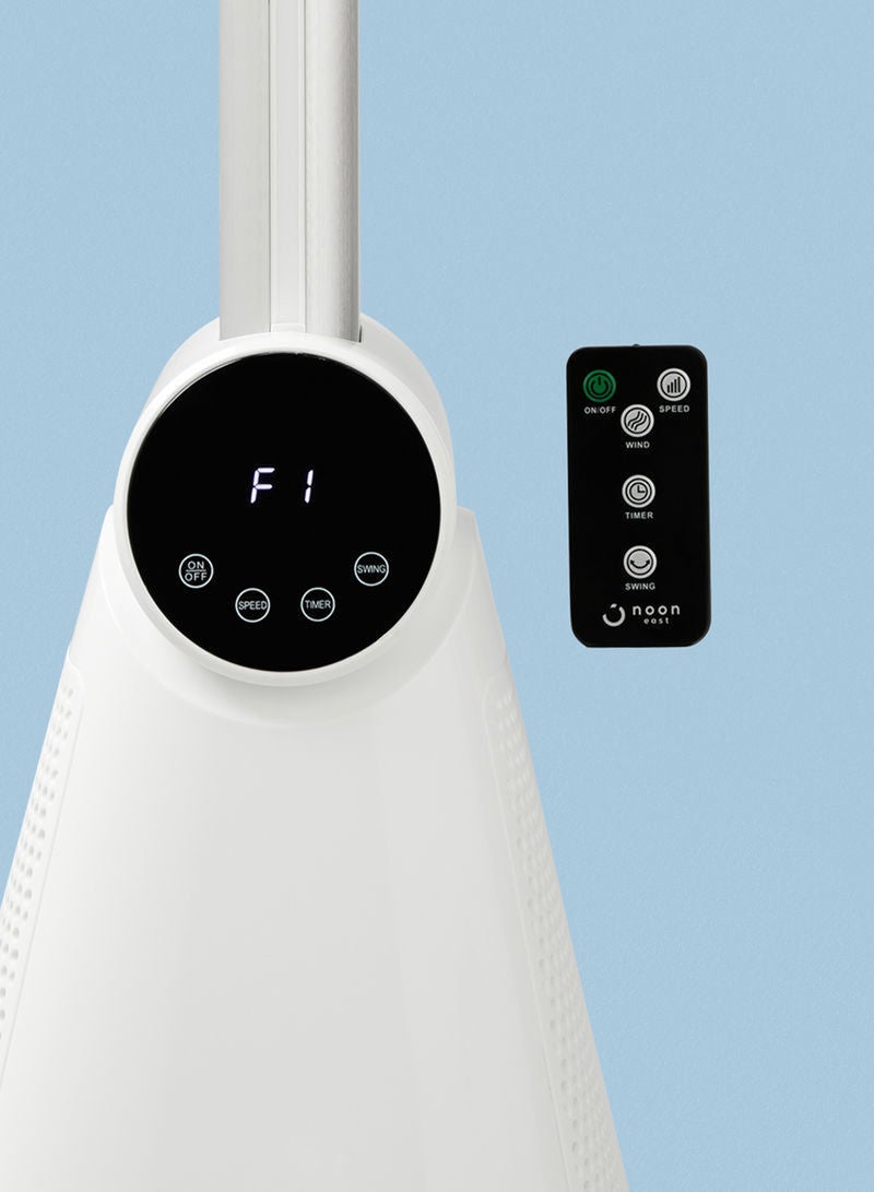 Noon East - Digital Electric Bladeless Fan With Touch Display With Remote Controller Leafless Fan DRTF-2006Y White - Image 1