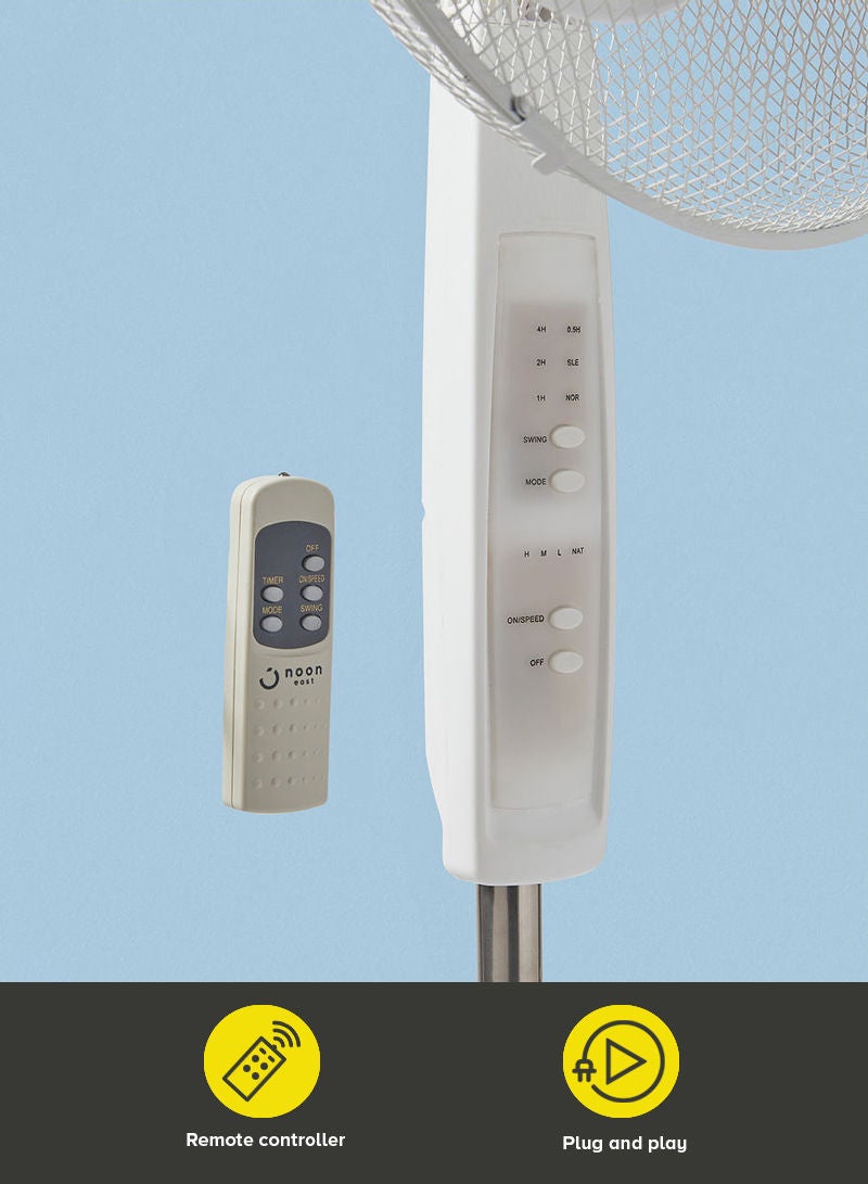 Noon East - Pedestal Stand Fan - 45 W 16 Inch With Remote Controller 45 W DREF-FS-40H White - Image 1