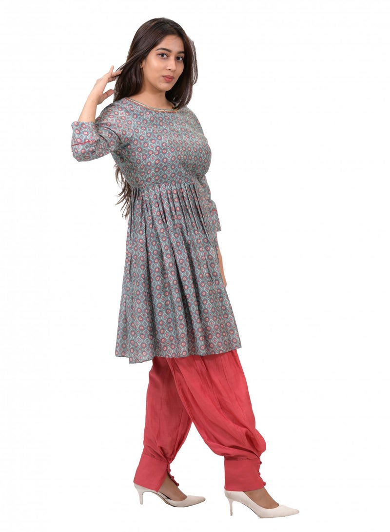 Tia Fashion - Printed Kurta And Bottoms Set Multicolour - Image 1