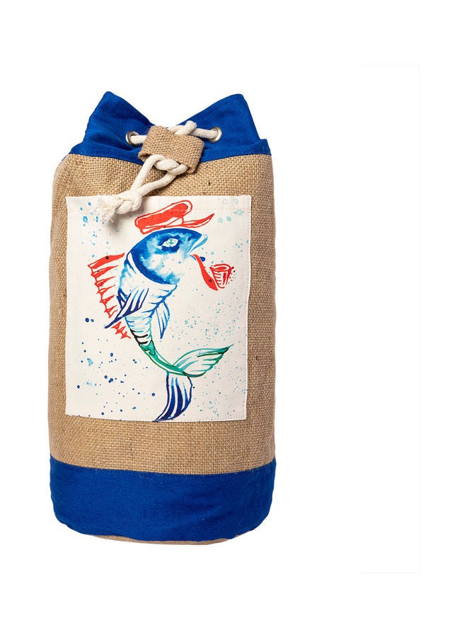 بيج ديزاين حقيبة كتف أنيموس مصنوعة من الخيش بتصميم كابتن فيش متعدد الألوان - Image 1