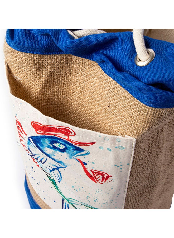 بيج ديزاين حقيبة كتف أنيموس مصنوعة من الخيش بتصميم كابتن فيش متعدد الألوان - Image 4