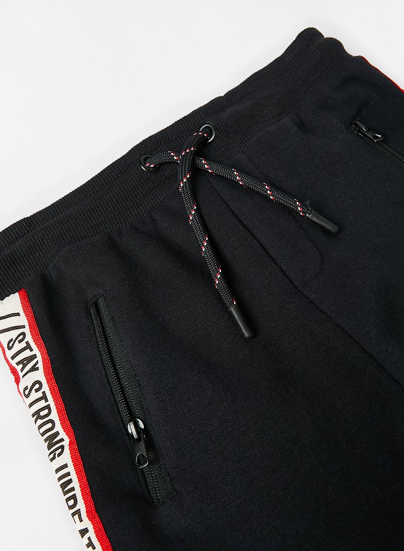MINOTI - Boys Contrast Tape Joggers Black - Image 1