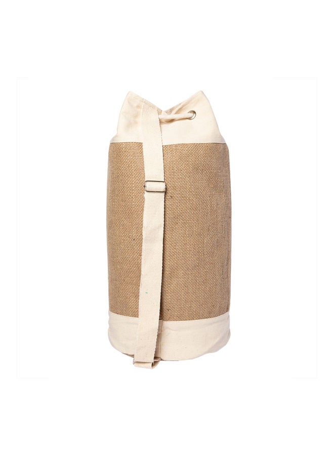 بيج ديزاين حقيبة كتف أنيموس مصنوعة من الخيش ومزينة بطبعة مراكب شراعية أزرق/ بيج - Image 5