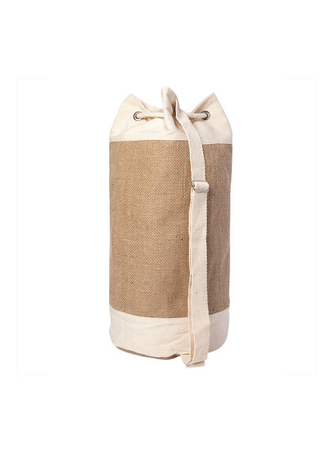 بيج ديزاين حقيبة كتف أنيموس مصنوعة من الخيش ومزينة بطبعة مراكب شراعية أزرق/ بيج - Image 3