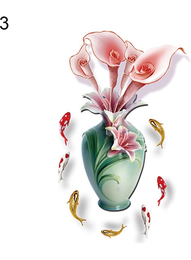Bird Fish Flower Vase Wall Sticker 3# 48x5x5cm - Image 1
