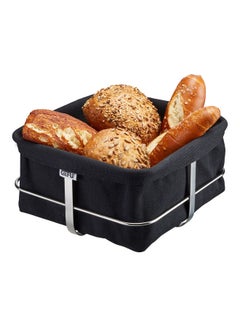 GEFU, Bread and Rolls Basket Brunch, Tabletop Display Basket for Food, Serving Set, Storage Serving, Storage Basket, Serving Dressing, Made of a Stainless-Steel Base with a Textile Basket. Black