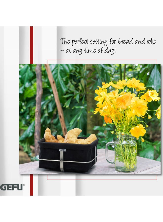 غيفو - GEFU, Bread and Rolls Basket Brunch, Tabletop Display Basket for Food, Serving Set, Storage Serving, Storage Basket, Serving Dressing, Made of a Stainless-Steel Base with a Textile Basket. Black - Image 1