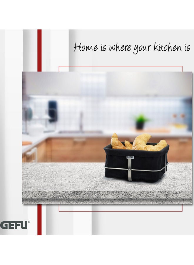 غيفو - GEFU, Bread and Rolls Basket Brunch, Tabletop Display Basket for Food, Serving Set, Storage Serving, Storage Basket, Serving Dressing, Made of a Stainless-Steel Base with a Textile Basket. Black - Image 1