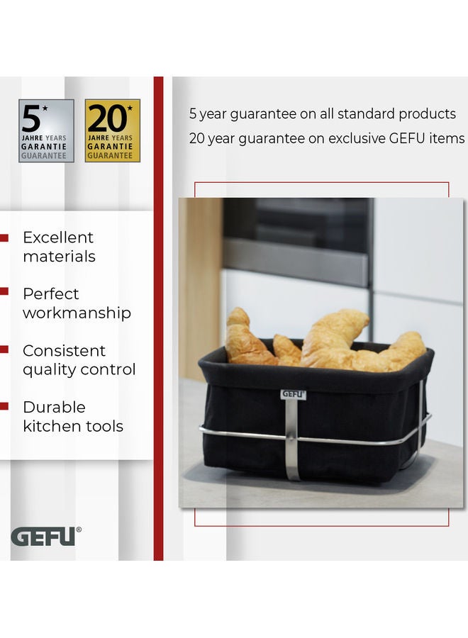 غيفو - GEFU, Bread and Rolls Basket Brunch, Tabletop Display Basket for Food, Serving Set, Storage Serving, Storage Basket, Serving Dressing, Made of a Stainless-Steel Base with a Textile Basket. Black - Image 1