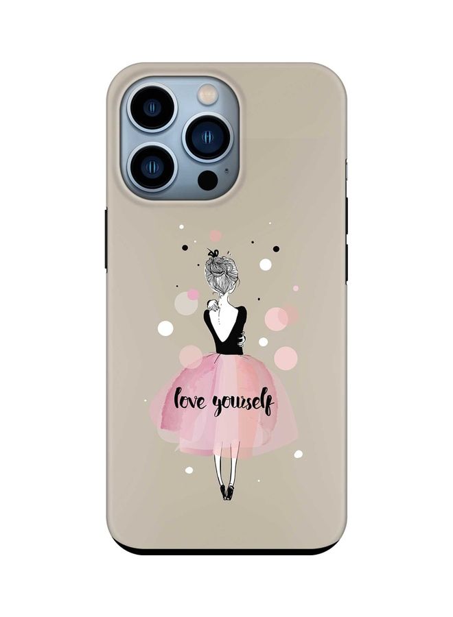 ستايلايزد غطاء حماية صلب من سلسلة تاف مخصص لهاتف أبل آيفون 13 برو عبارة "Love Yourself" - Image 1