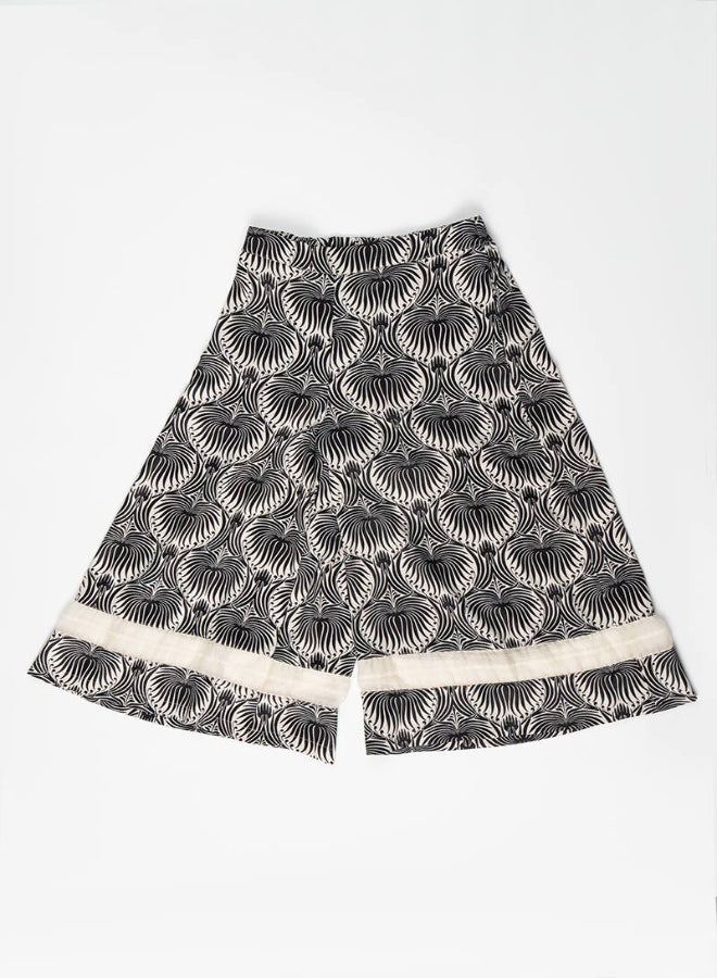 RINA Printed Wide Leg Culotte Pants Beige/White/Black  - Image 3