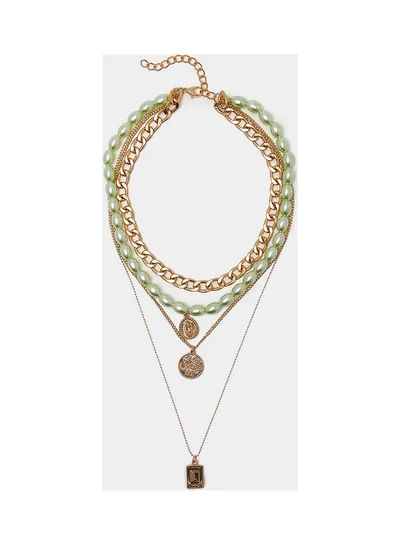 Closet By Styli Mix Chain Pendant Detail Layered Necklace