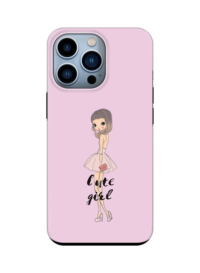 ستايلايزد غطاء حماية من سلسلة تاف برو لهاتف أبل آيفون 13 برو نمط مطبوع بالكامل بتصميم فتاة خجولة ومطبوع بعبارة "Cute Girl" - Image 1