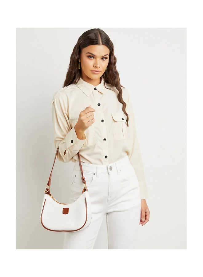 Closet By Styli Croc Textured Shoulder Bag White