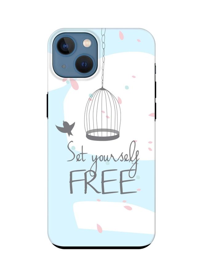 ستايلايزد غطاء حماية واق من سلسلة تاف برو لهاتف أبل آيفون 13 نمط بطبعة عبارة "Set Yourself Free" - Image 1