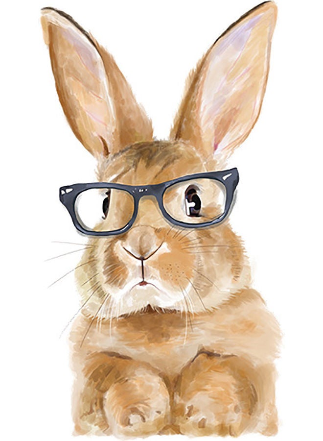 Cartoon Rabbit With Glasses Themed Wall Sticker Brown/Black 26x46.4cm - Image 1