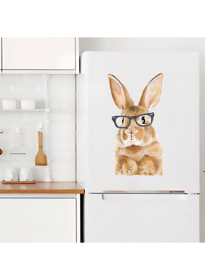 Cartoon Rabbit With Glasses Themed Wall Sticker Brown/Black 26x46.4cm - Image 2