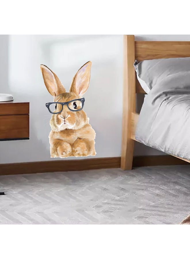 Cartoon Rabbit With Glasses Themed Wall Sticker Brown/Black 26x46.4cm - Image 5