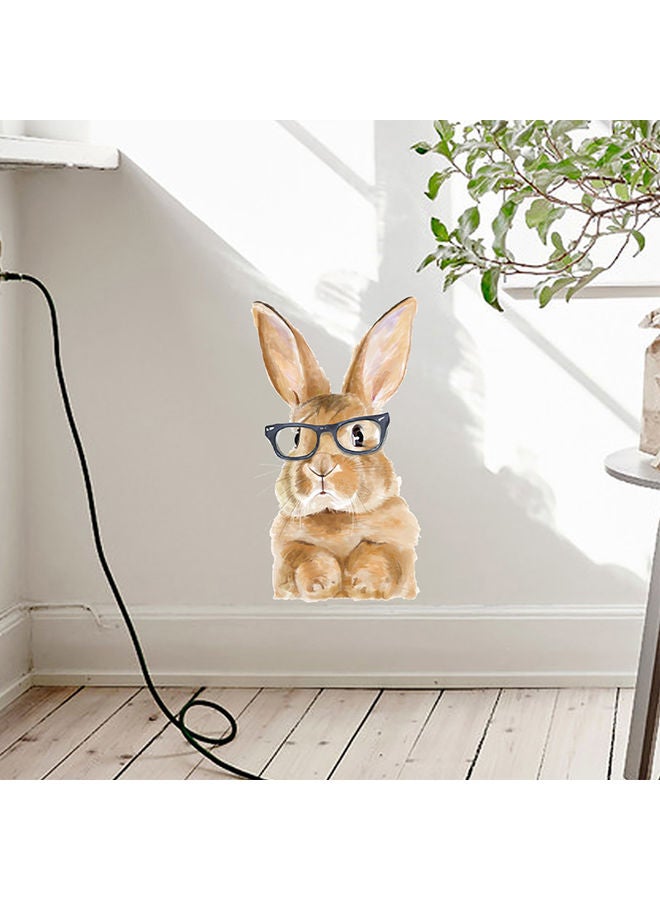 Cartoon Rabbit With Glasses Themed Wall Sticker Brown/Black 26x46.4cm - Image 3