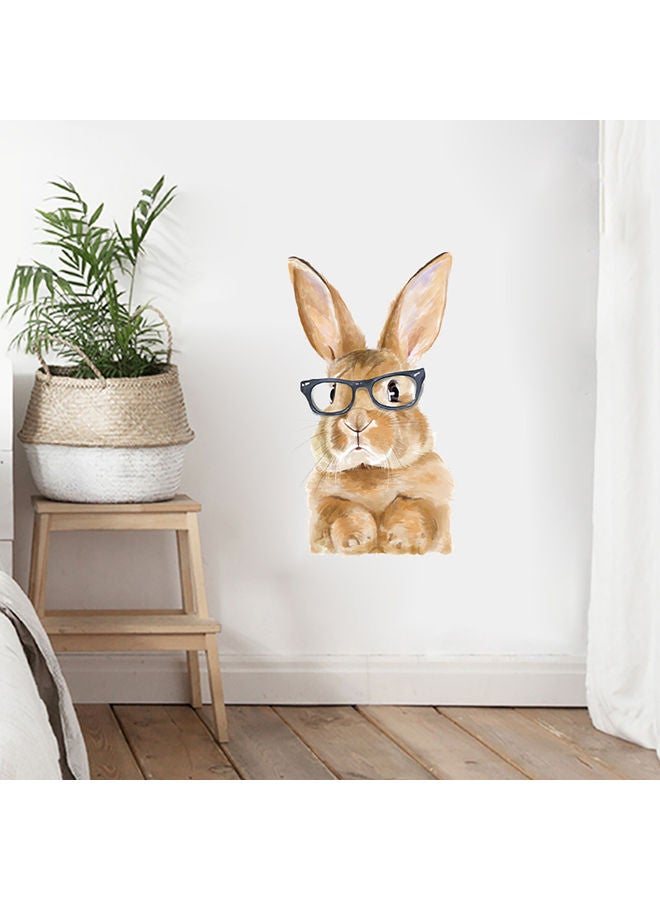 Cartoon Rabbit With Glasses Themed Wall Sticker Brown/Black 26x46.4cm - Image 4