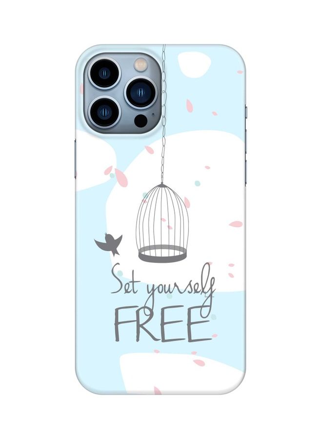ستايلايزد غطاء حماية واقٍ لهاتف أبل آيفون 13 برو ماكس نمط بطبعة عبارة "Set Yourself Free" - Image 1