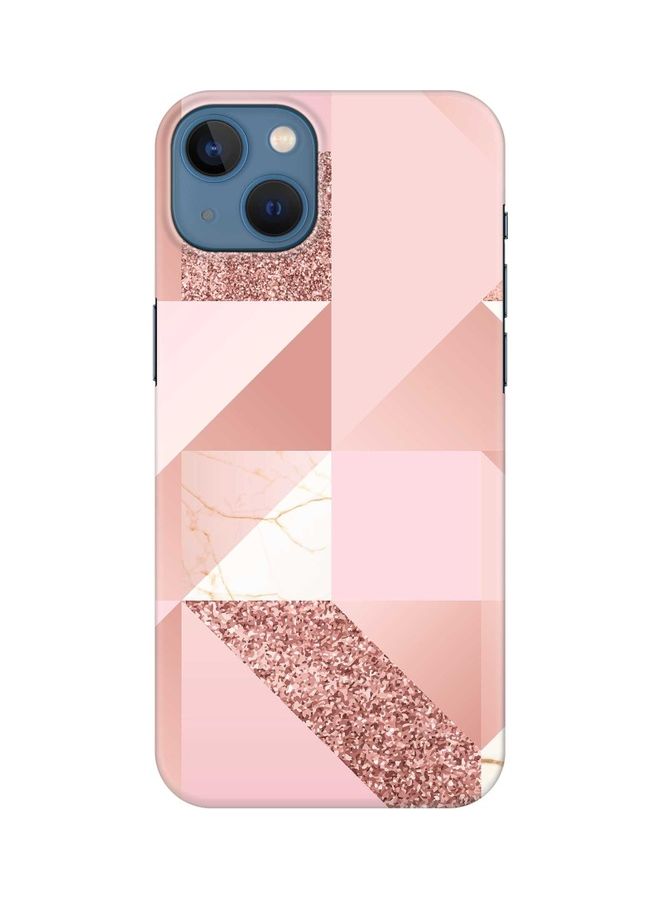 ستايلايزد غطاء حماية من سلسلة سناب كلاسيك لهاتف أبل آيفون 13 نقش الرخام بأشكال هندسية باللون الوردي - Image 1