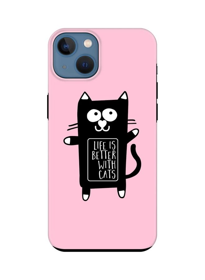Stylizedd Tough Pro Series Case Cover For Apple iPhone 13 Life Is Better With Cats - Image 1