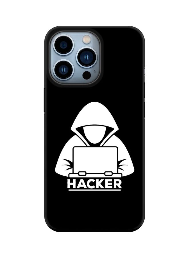 ستايلايزد غطاء حماية مخصص من سلسلة تاف برو لهاتف أبل آيفون 13 برو طبعة شخص وكلمة "Hacker" - Image 1