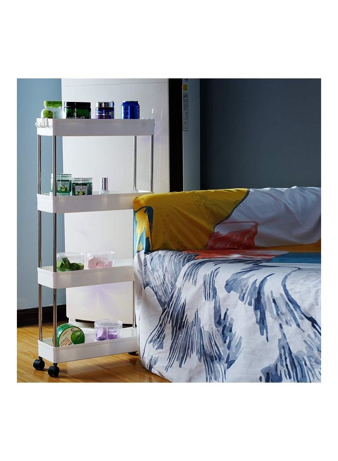 4-Tier Sliding Basket Bath Organizer White/Silver/Black 1575x51x34inch - Image 4