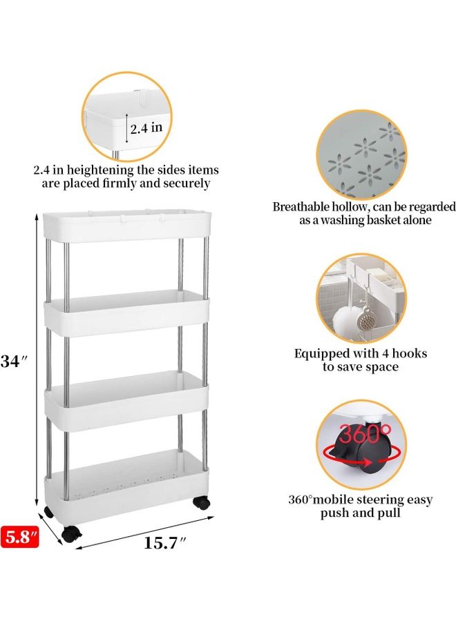 4-Tier Sliding Basket Bath Organizer White/Silver/Black 1575x51x34inch - Image 5