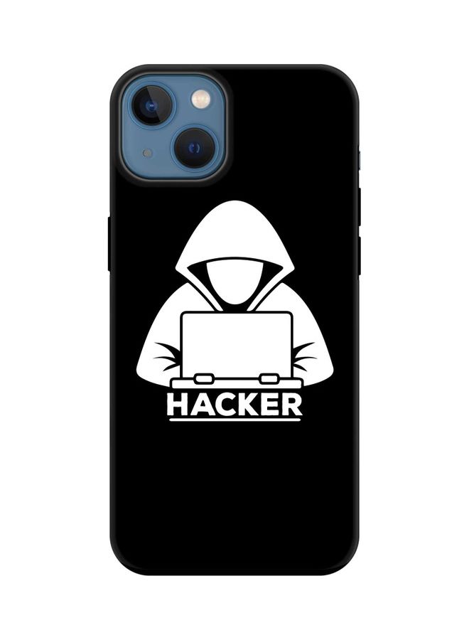 ستايلايزد غطاء حماية واق من سلسلة تاف برو لهاتف أبل آيفون 13 طبعة شخص وكلمة "Hacker" - Image 1