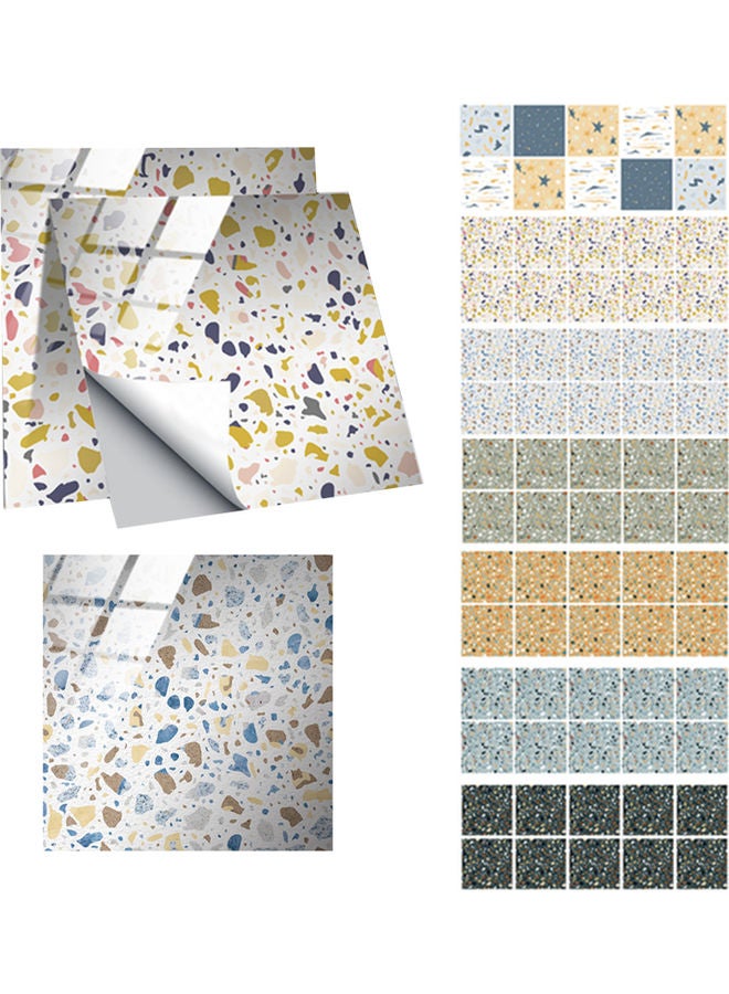 10-Piece Terrazzo DIY Waterproof Self-Adhesive Tile Crystal Films Wall Sticker Set Multicolour - Image 2