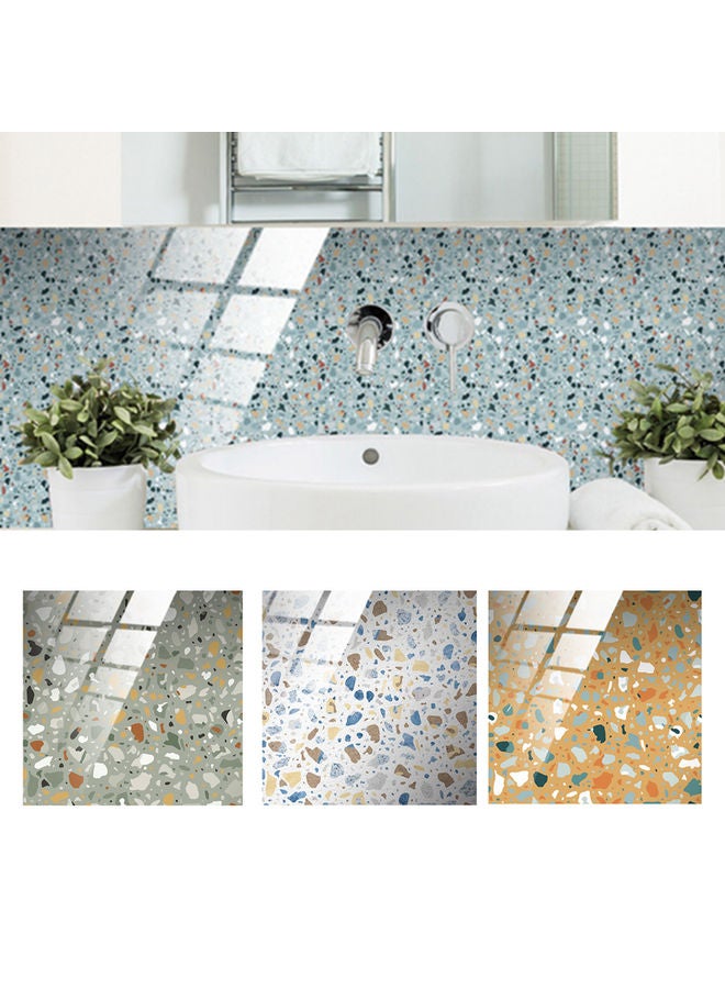 10-Piece Terrazzo DIY Waterproof Self-Adhesive Tile Crystal Films Wall Sticker Set Multicolour - Image 3