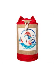 Anemoss Sailor Girl Jute Shoulder Bag Red/Beige