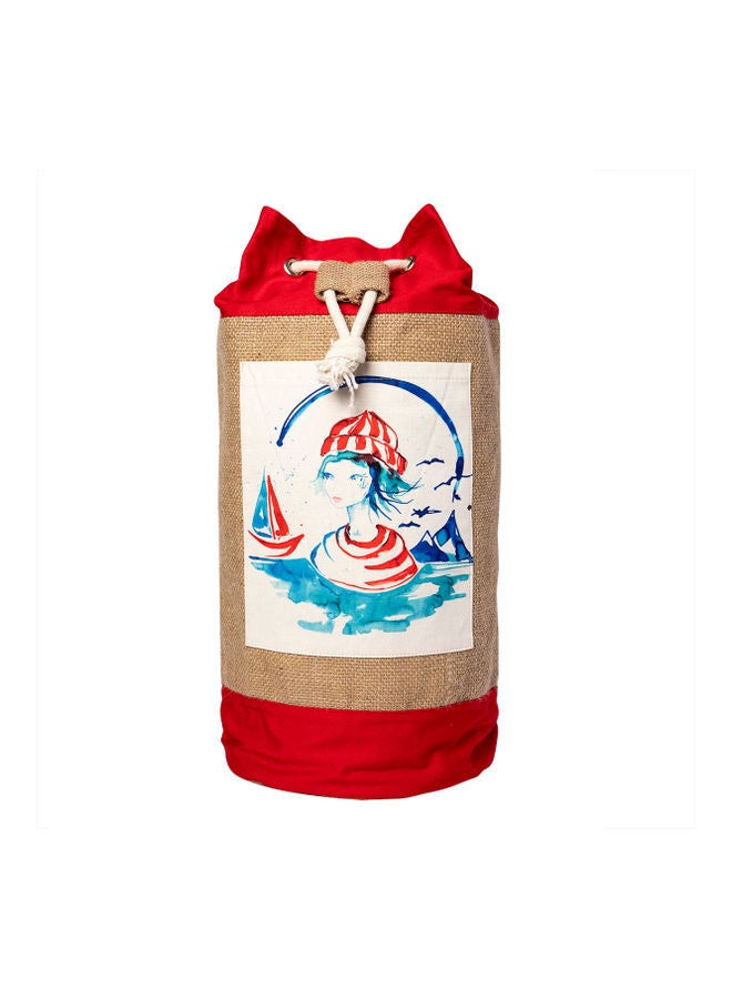 Biggdesign - Anemoss Sailor Girl Jute Shoulder Bag Red/Beige - Image 1