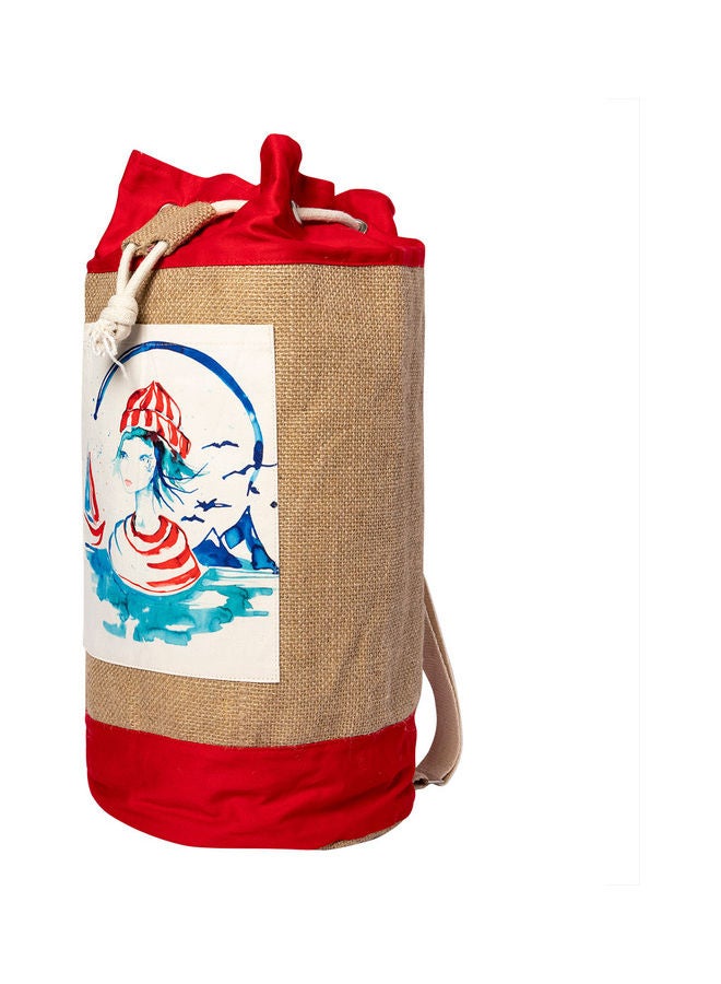 Biggdesign - Anemoss Sailor Girl Jute Shoulder Bag Red/Beige - Image 1
